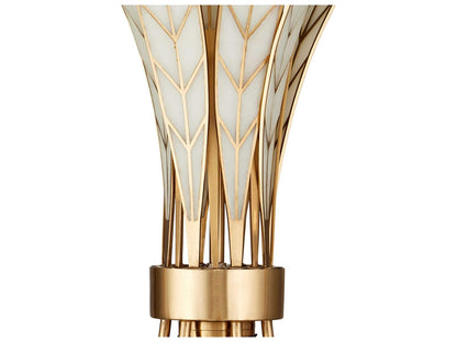 Currey & Company Currey and Company 6-Light Foliatura Chandelier in Antique Brass and Off-White