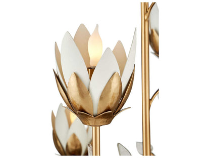 Currey & Company Currey and Company 15-Light Star Magnolia Large Chandelier in Antique Brass and White