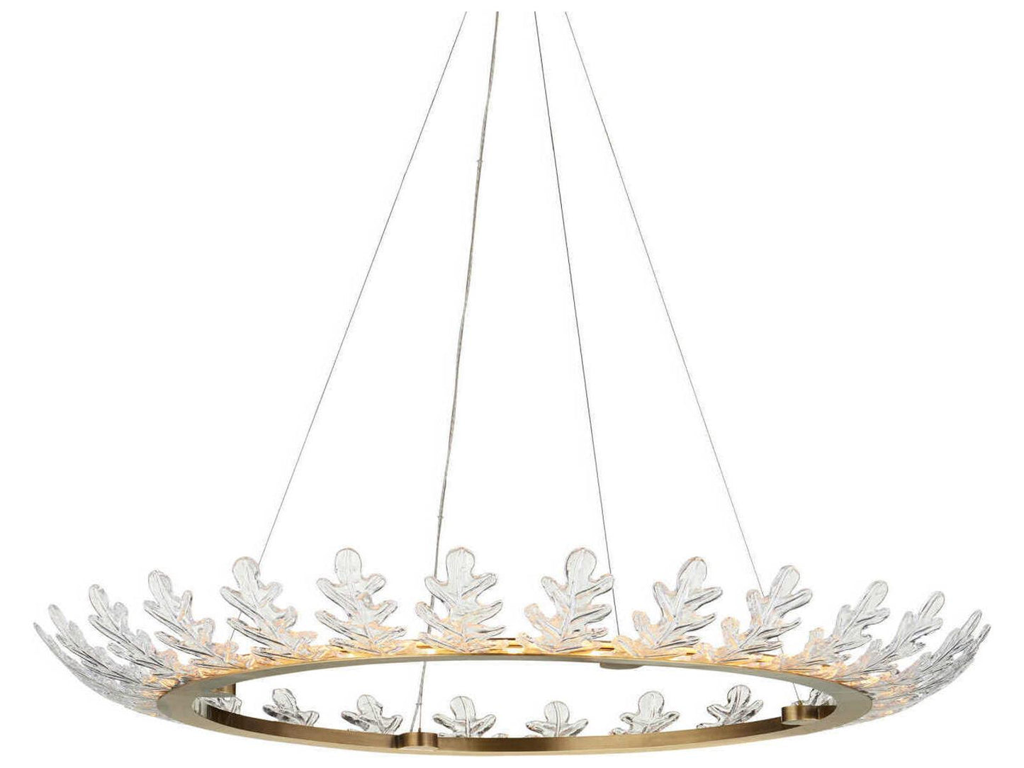 Currey & Company Currey and Company 1-Light Oakwreath Chandelier in Polished Antique Brass and Clear Glass