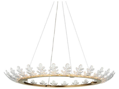 Currey & Company Currey and Company 1-Light Oakwreath Chandelier in Polished Antique Brass and Clear Glass