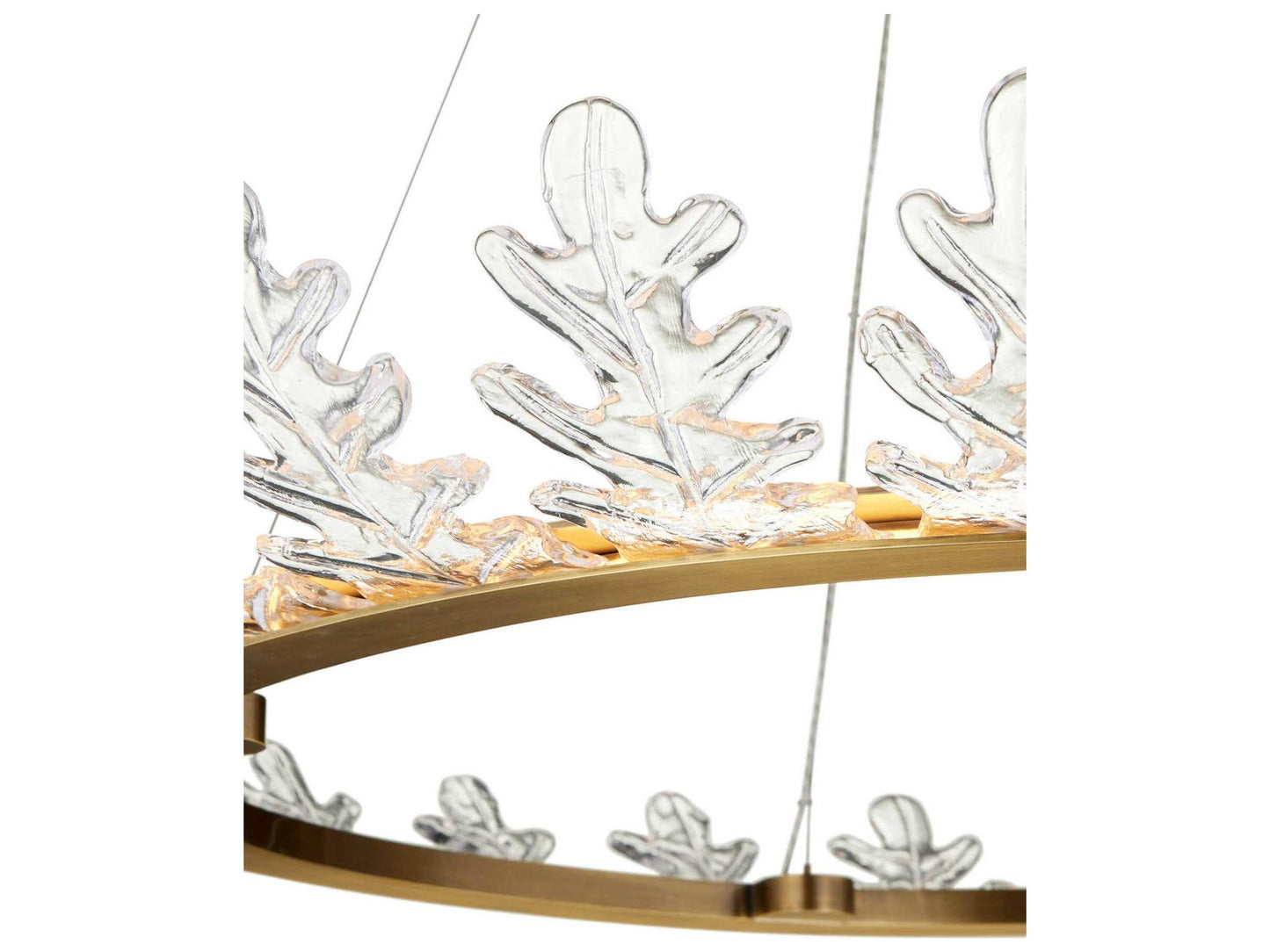 Currey & Company Currey and Company 1-Light Oakwreath Chandelier in Polished Antique Brass and Clear Glass
