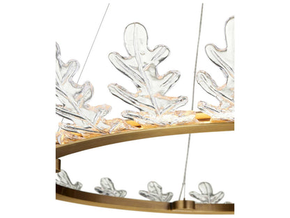 Currey & Company Currey and Company 1-Light Oakwreath Chandelier in Polished Antique Brass and Clear Glass