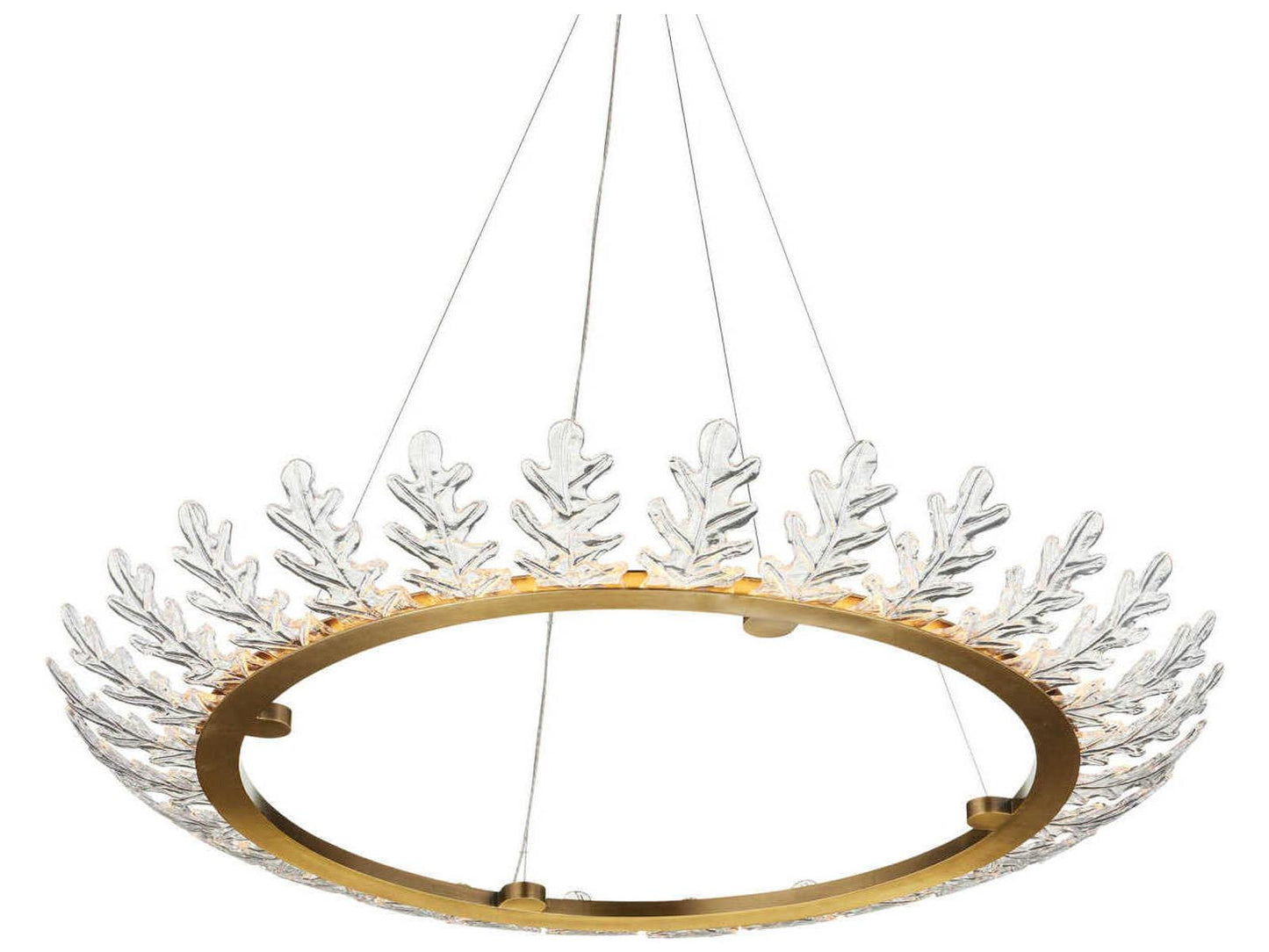 Currey & Company Currey and Company 1-Light Oakwreath Chandelier in Polished Antique Brass and Clear Glass