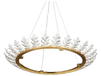 Currey & Company Currey and Company 1-Light Oakwreath Chandelier in Polished Antique Brass and Clear Glass