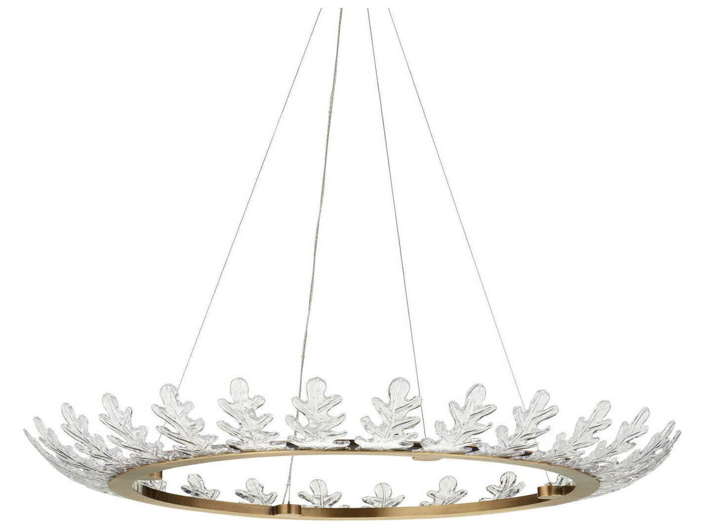Currey & Company Currey and Company 1-Light Oakwreath Chandelier in Polished Antique Brass and Clear Glass