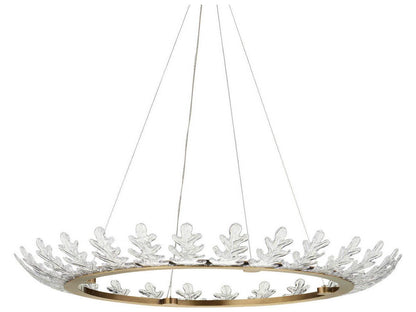 Currey & Company Currey and Company 1-Light Oakwreath Chandelier in Polished Antique Brass and Clear Glass