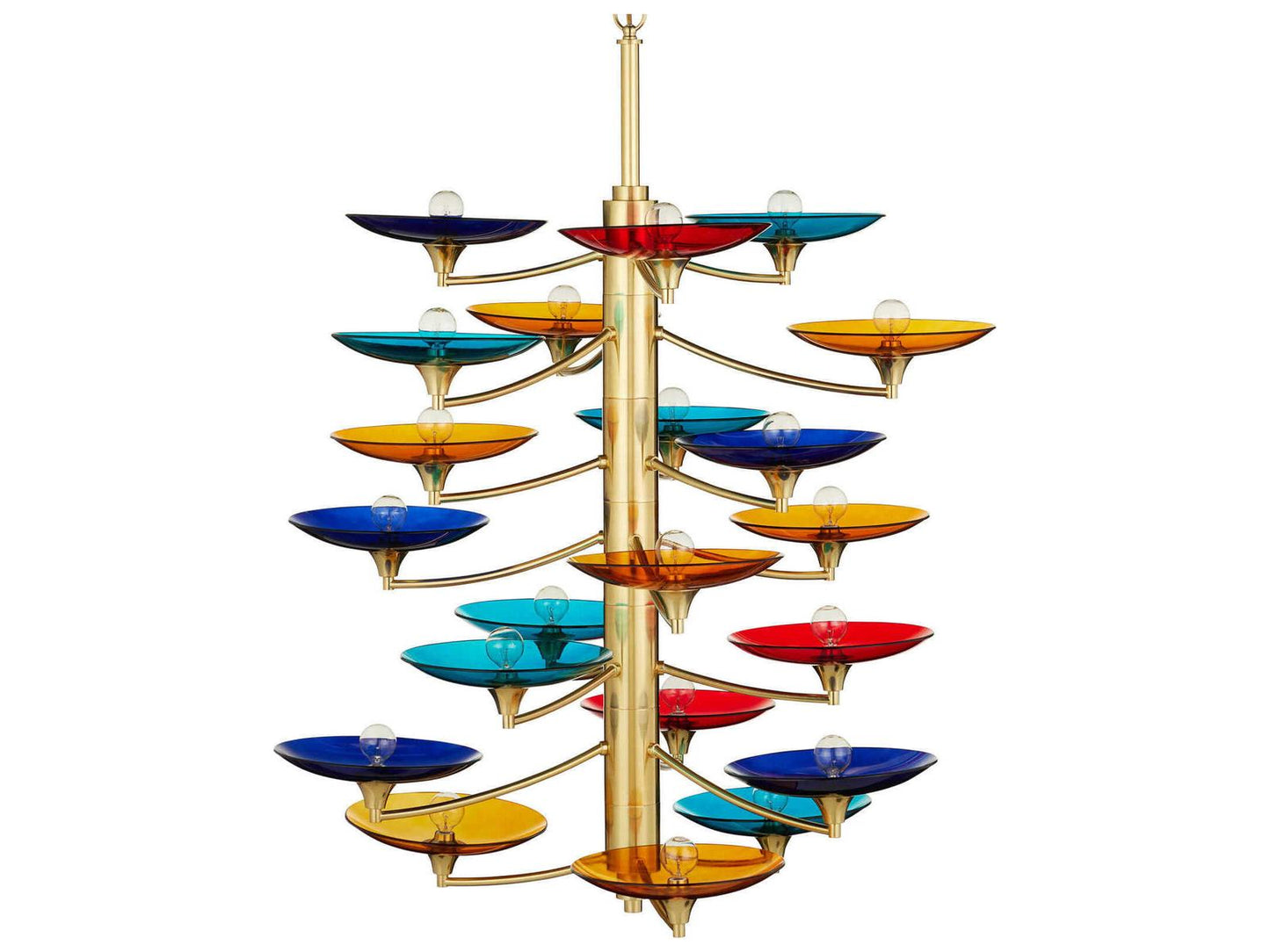 Currey & Company Currey and Company 21-Light Veneto Chandelier in Blue Yellow Red and Polished Brass