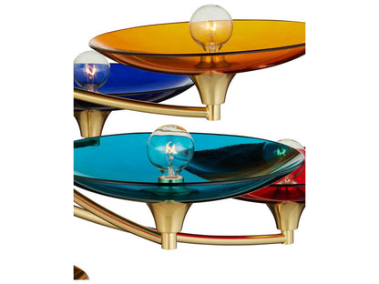 Currey & Company Currey and Company 21-Light Veneto Chandelier in Blue Yellow Red and Polished Brass