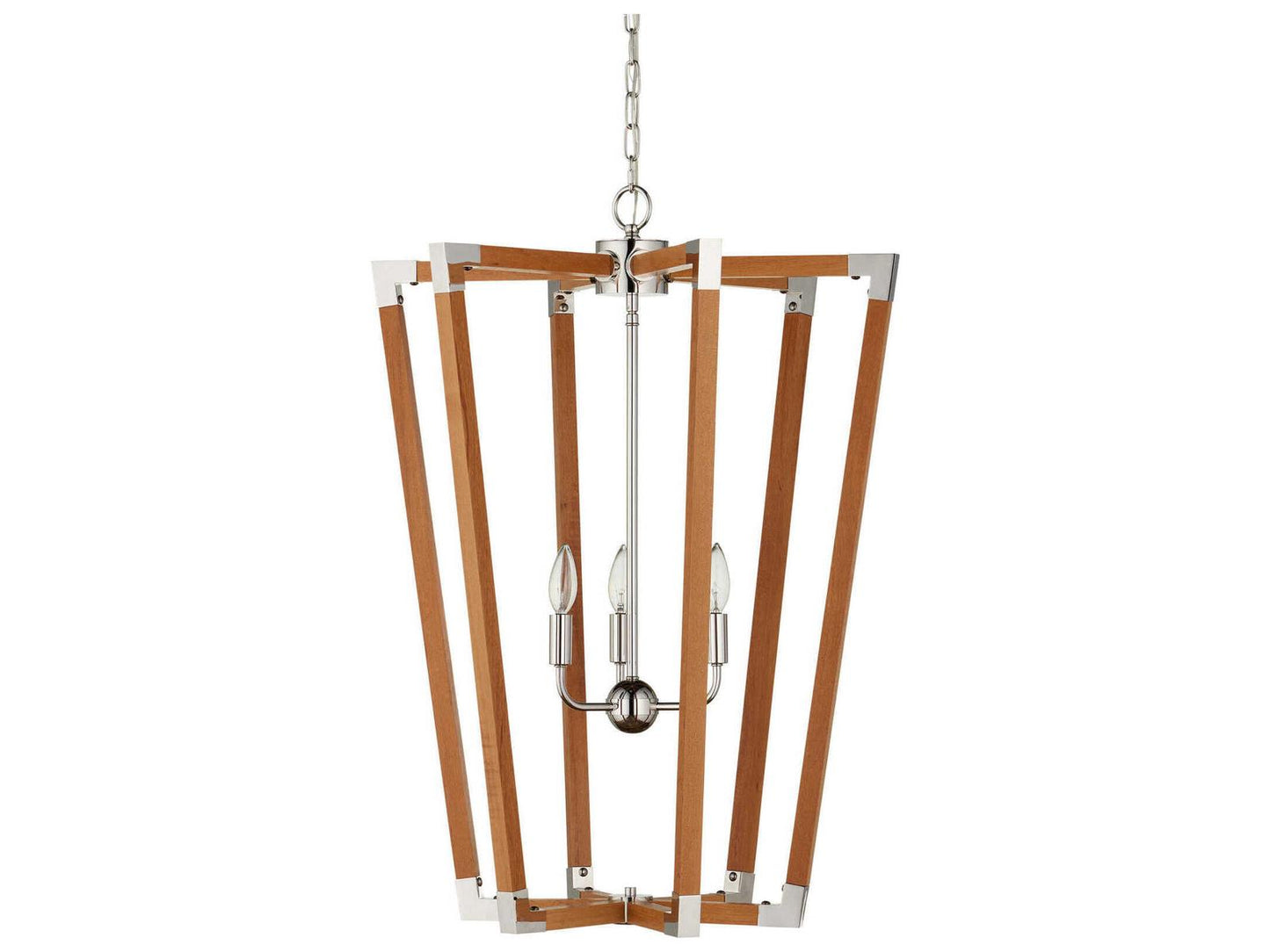 Currey & Company Currey and Company Boyd 3-Light Chandelier in Natural Teak and Polished Nickel
