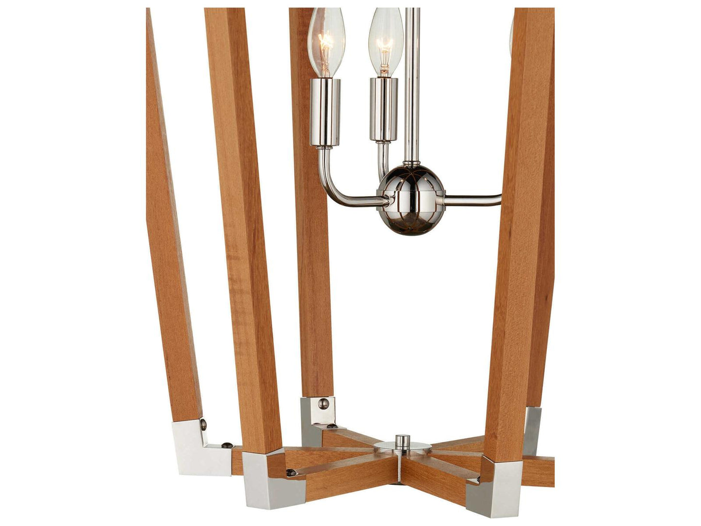 Currey & Company Currey and Company Boyd 3-Light Chandelier in Natural Teak and Polished Nickel