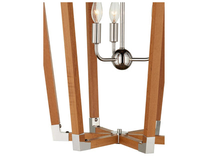 Currey & Company Currey and Company Boyd 3-Light Chandelier in Natural Teak and Polished Nickel
