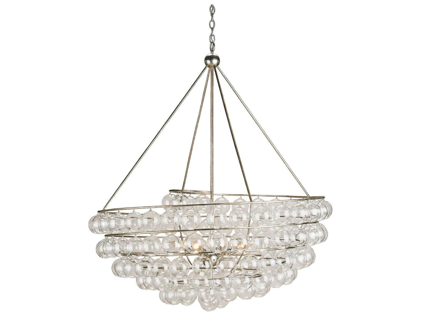 Currey & Company Currey and Company 4-Light Stratosphere Chandelier in Contemporary Silver Leaf