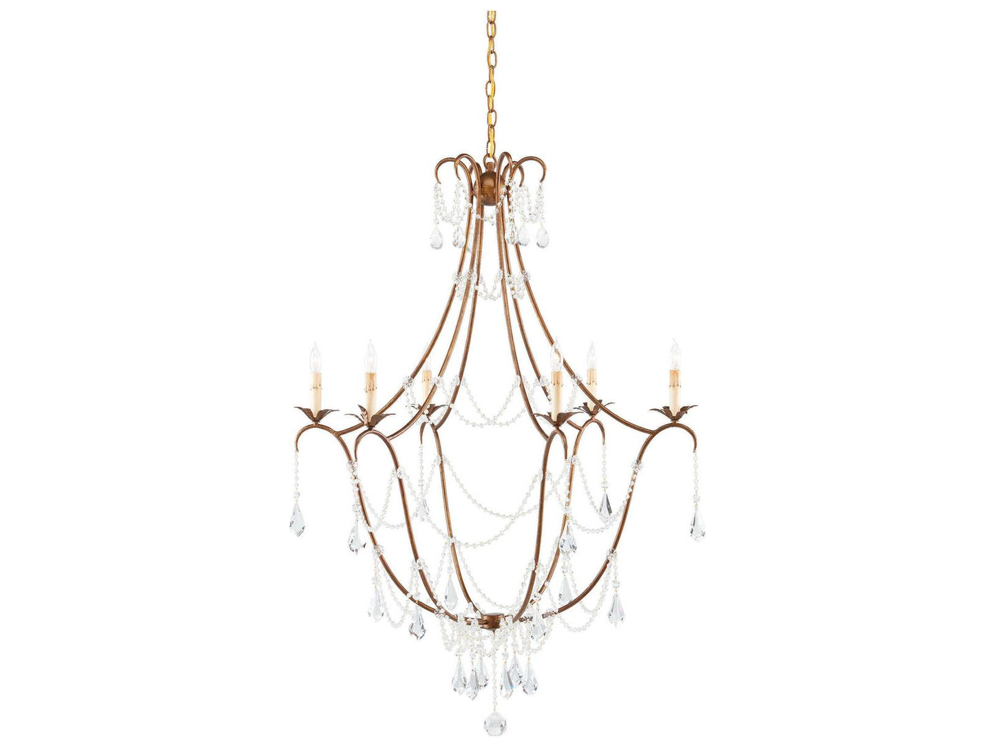 Currey & Company Currey and Company 6-Light Elizabeth Crystal Chandelier in Rhine Gold