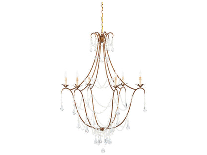 Currey & Company Currey and Company 6-Light Elizabeth Crystal Chandelier in Rhine Gold