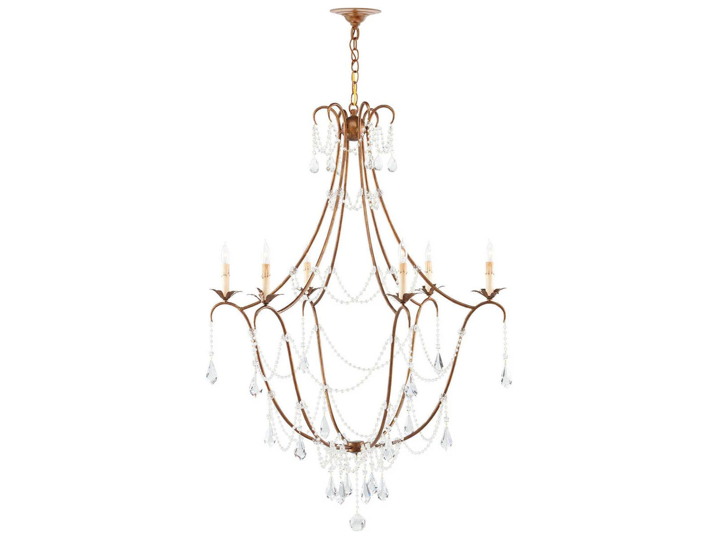 Currey & Company Currey and Company 6-Light Elizabeth Crystal Chandelier in Rhine Gold