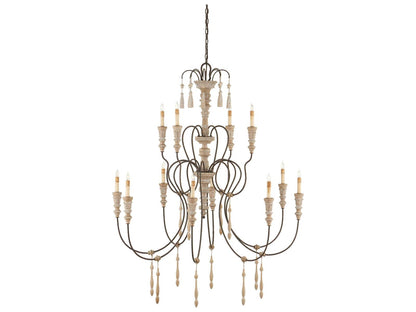 Currey & Company Currey and Company 12-Light Hannah Chandelier in Stockholm White and Rust