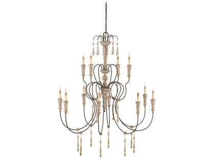Currey & Company Currey and Company 12-Light Hannah Chandelier in Stockholm White and Rust