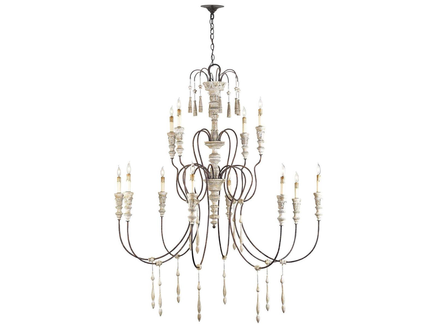 Currey & Company Currey and Company 12-Light Hannah Chandelier in Stockholm White and Rust