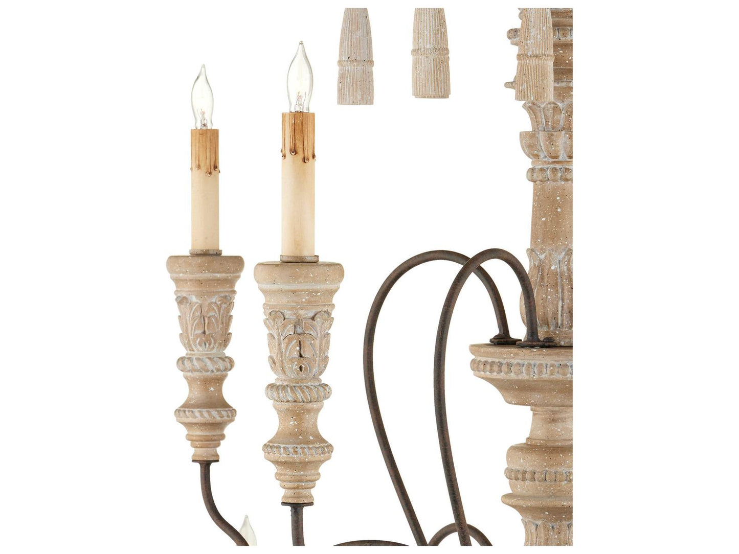 Currey & Company Currey and Company 12-Light Hannah Chandelier in Stockholm White and Rust