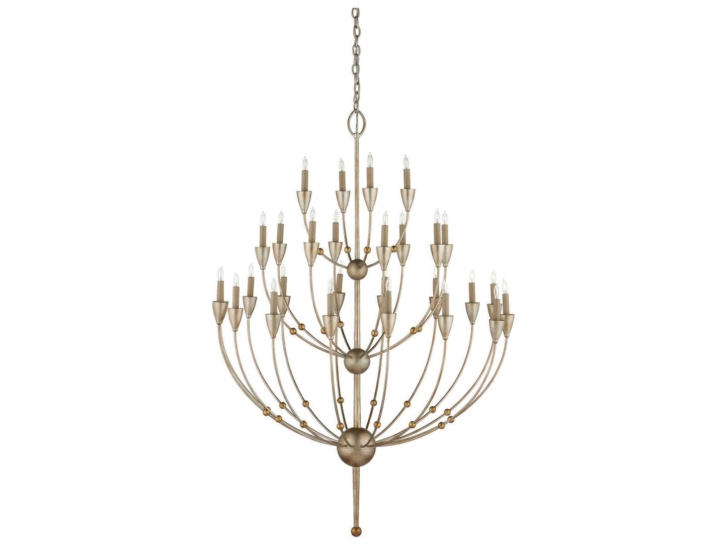 Currey & Company Currey and Company 28-Light Paradox Chandelier in Silver Granello and Gold Leaf