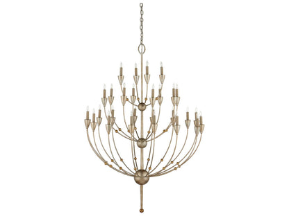 Currey & Company Currey and Company 28-Light Paradox Chandelier in Silver Granello and Gold Leaf
