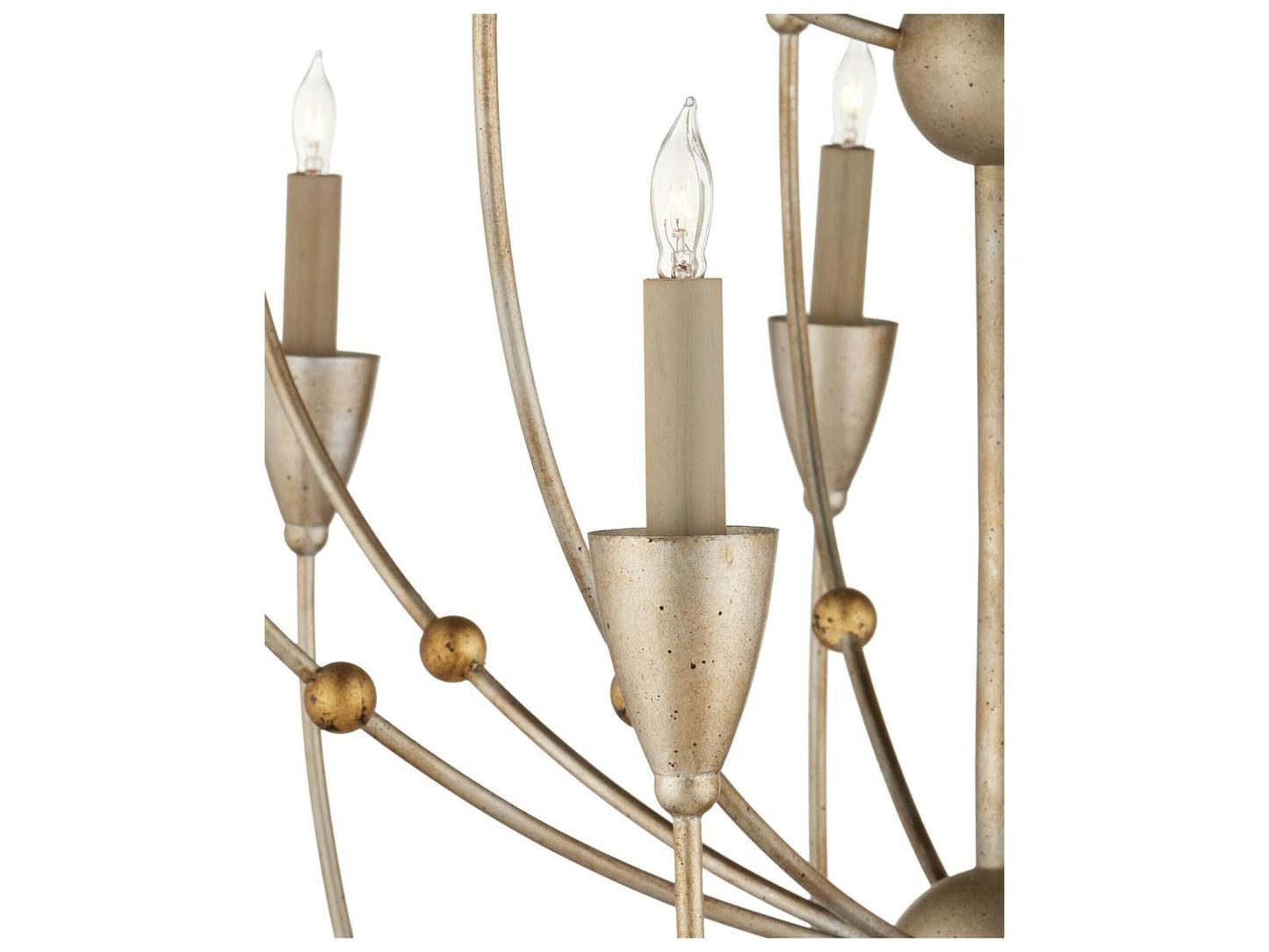 Currey & Company Currey and Company 28-Light Paradox Chandelier in Silver Granello and Gold Leaf