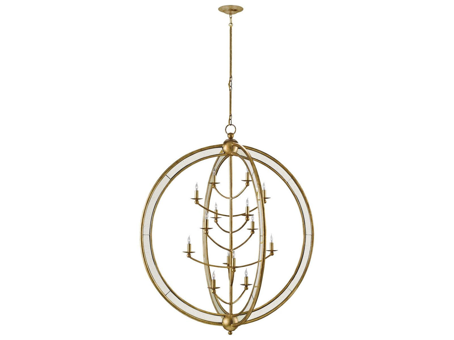 Currey & Company Currey and Company 14-Light Aphrodite Orb Chandelier in Gold Granello and Antique Mirror