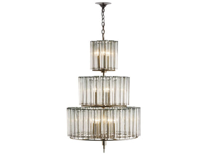 Currey & Company Currey and Company Bevilacqua Medium 12-Light Chandelier in Silver Leaf with Recycled Glass