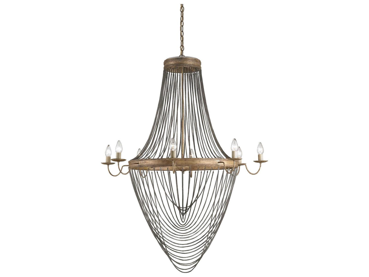 Currey & Company Currey and Company 8-Light Lucien Chandelier in French Gold Leaf