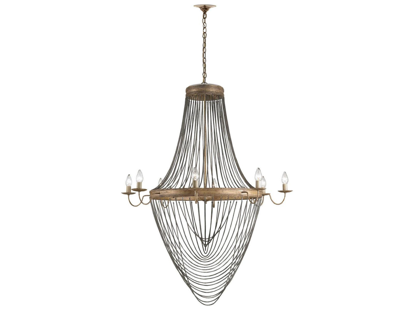 Currey & Company Currey and Company 8-Light Lucien Chandelier in French Gold Leaf