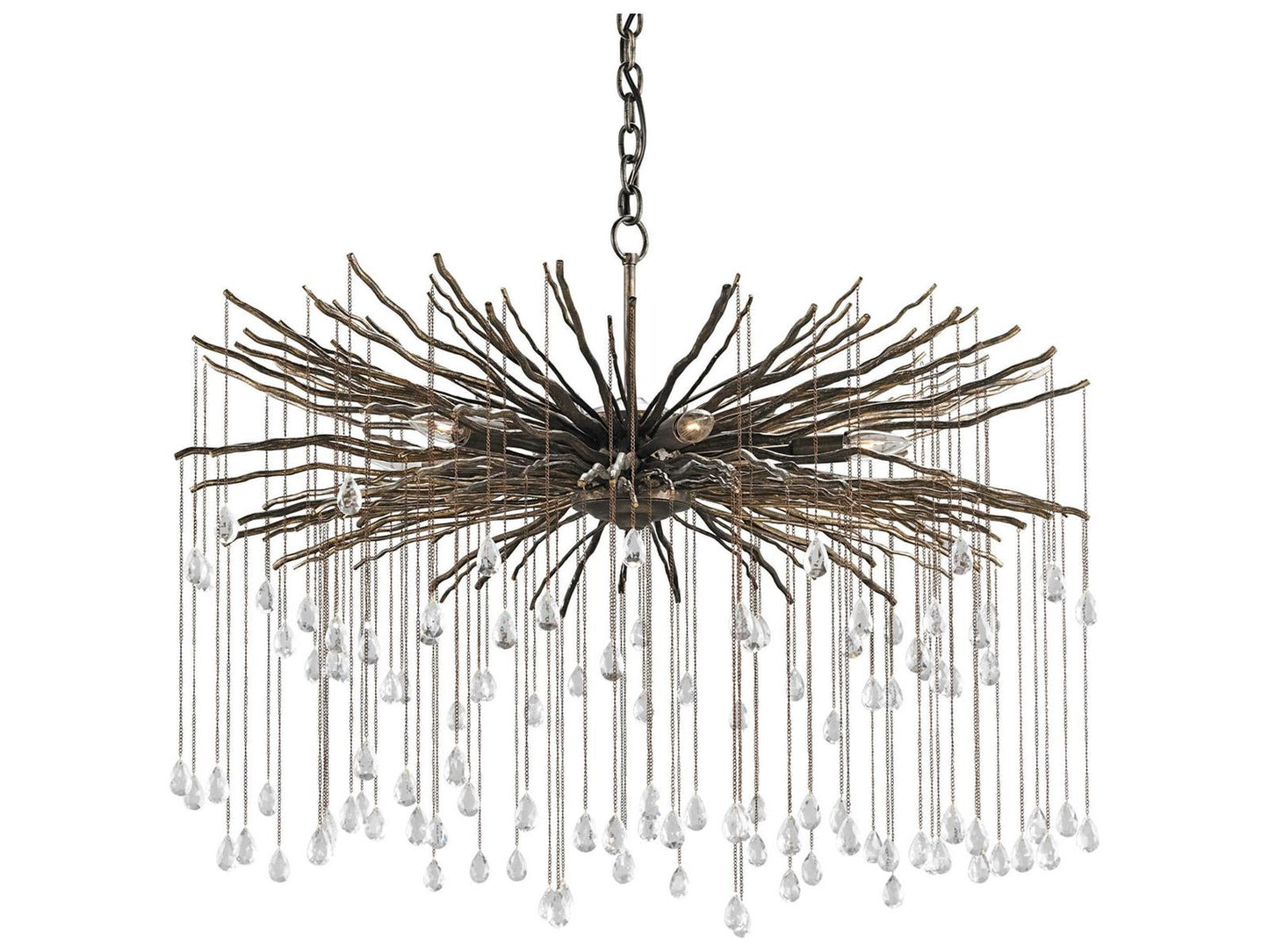 Currey & Company Currey and Company 6-Light Fen Large Chandelier with Cupertino Finish and Crystal Accents