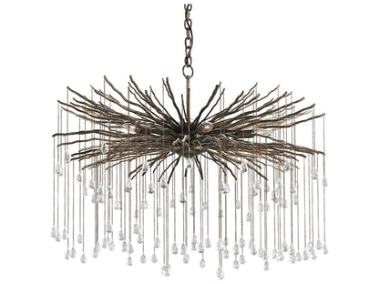 Currey & Company Currey and Company 6-Light Fen Large Chandelier with Cupertino Finish and Crystal Accents