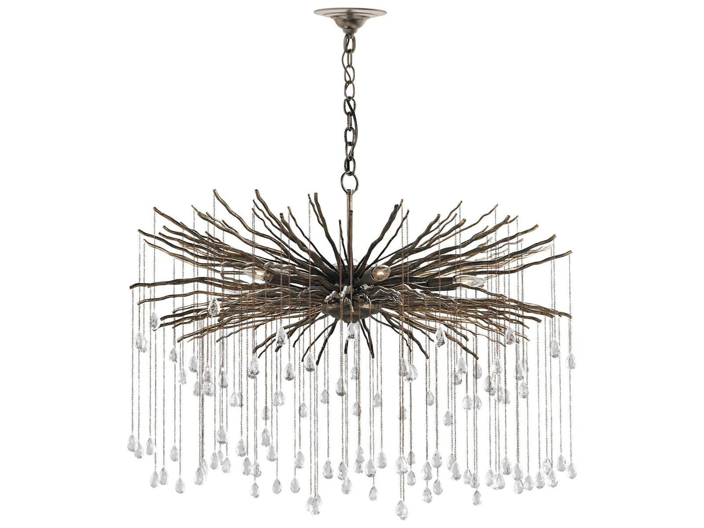 Currey & Company Currey and Company 6-Light Fen Large Chandelier with Cupertino Finish and Crystal Accents