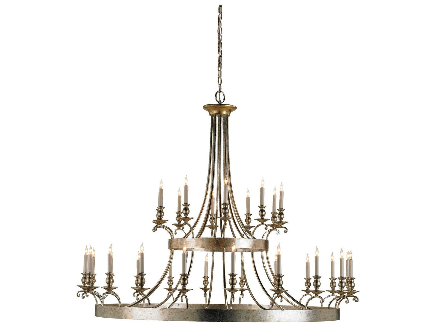 Currey & Company Currey and Company Lodestar 30-Light Chandelier in Granello Silver and Antique Gold Leaf