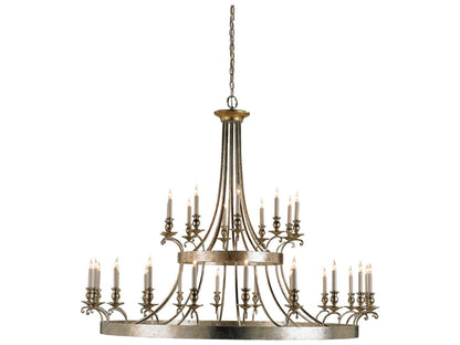Currey & Company Currey and Company Lodestar 30-Light Chandelier in Granello Silver and Antique Gold Leaf
