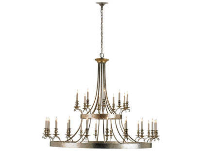 Currey & Company Currey and Company Lodestar 30-Light Chandelier in Granello Silver and Antique Gold Leaf
