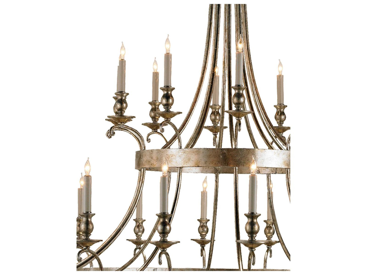 Currey & Company Currey and Company Lodestar 30-Light Chandelier in Granello Silver and Antique Gold Leaf