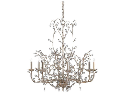 Currey & Company Currey and Company 8-Light Crystal Bud Chandelier in Silver Granello