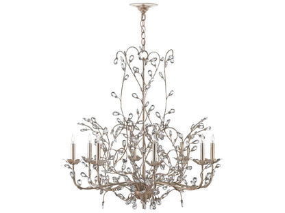 Currey & Company Currey and Company 8-Light Crystal Bud Chandelier in Silver Granello
