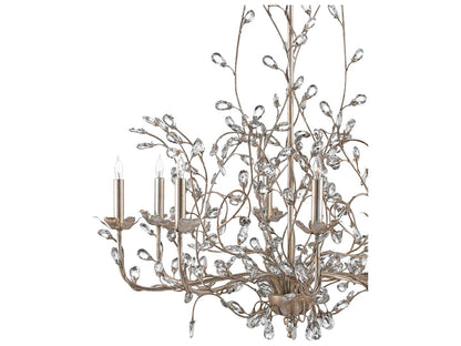 Currey & Company Currey and Company 8-Light Crystal Bud Chandelier in Silver Granello