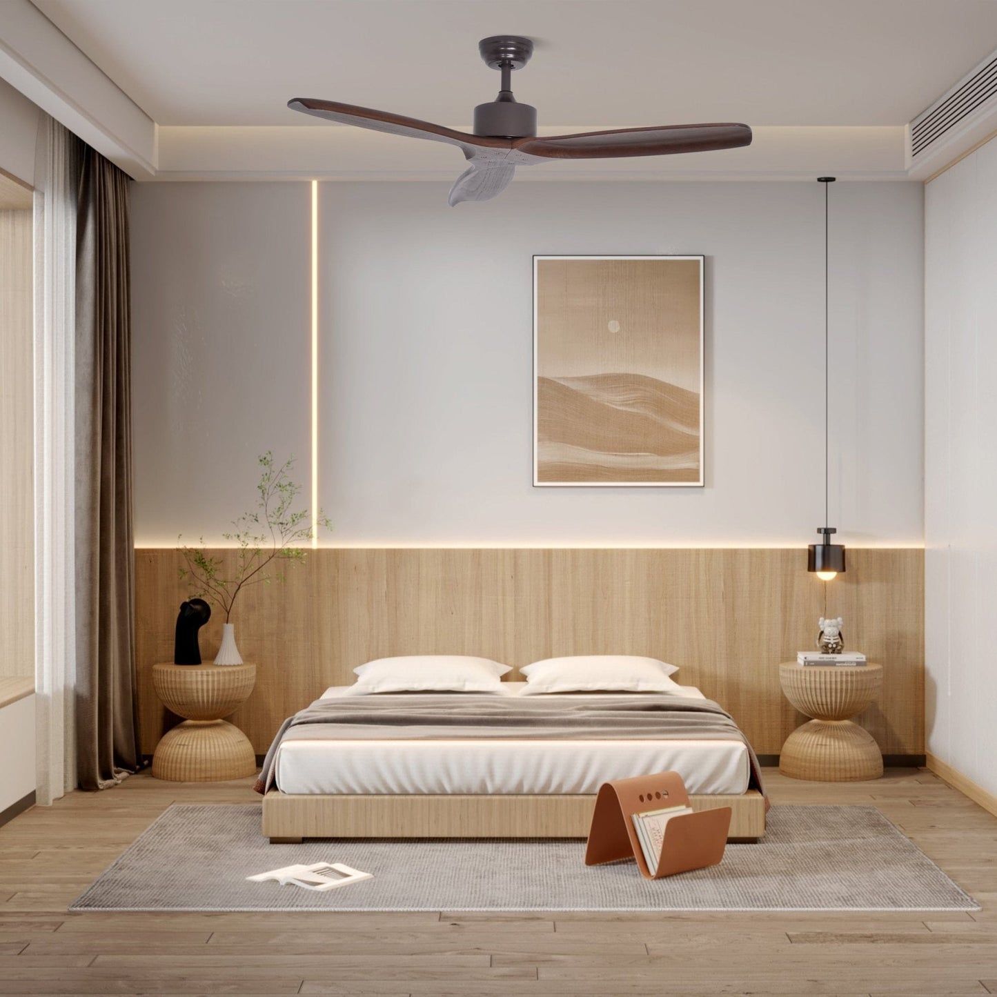 Caesar Kissel 52’’ Ceiling Fan ∅ 52″ x H 11.8″ / Walnut Wood Grain Ceiling fan light
