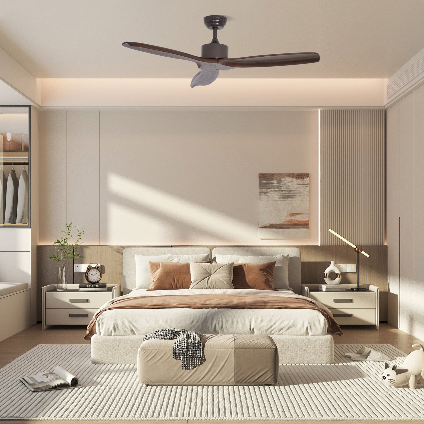 Caesar Kissel 52’’ Ceiling Fan ∅ 52″ x H 11.8″ / Walnut Wood Grain Ceiling fan light