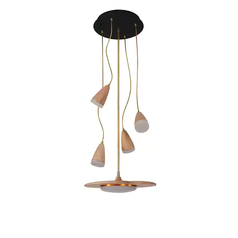 Calder Blossom Chandelier 5 Heads: ∅ 15’’ x W 39.4’’ / Wood Color / Warm Light Chandelier