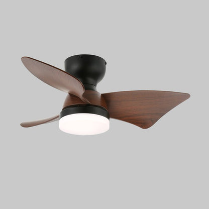Calix 28’’ Ceiling Fan Light ∅ 28″ x H 9.8″ / Model D Walnut Wood Grain & Black / Three-Color Changing Light 1001