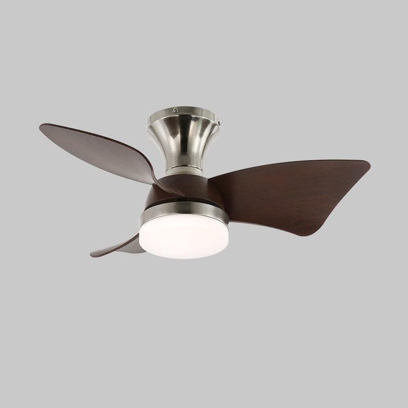 Calix 28’’ Ceiling Fan Light ∅ 28″ x H 9.8″ / Model B Walnut Wood Grain & Nickel / Three-Color Changing Light 1001
