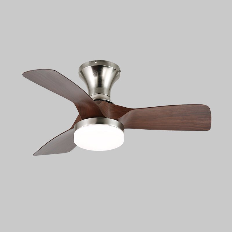 Calix 28’’ Ceiling Fan Light ∅ 28″ x H 9.8″ / Model E Walnut Wood Grain & Nickel / Three-Color Changing Light 1001