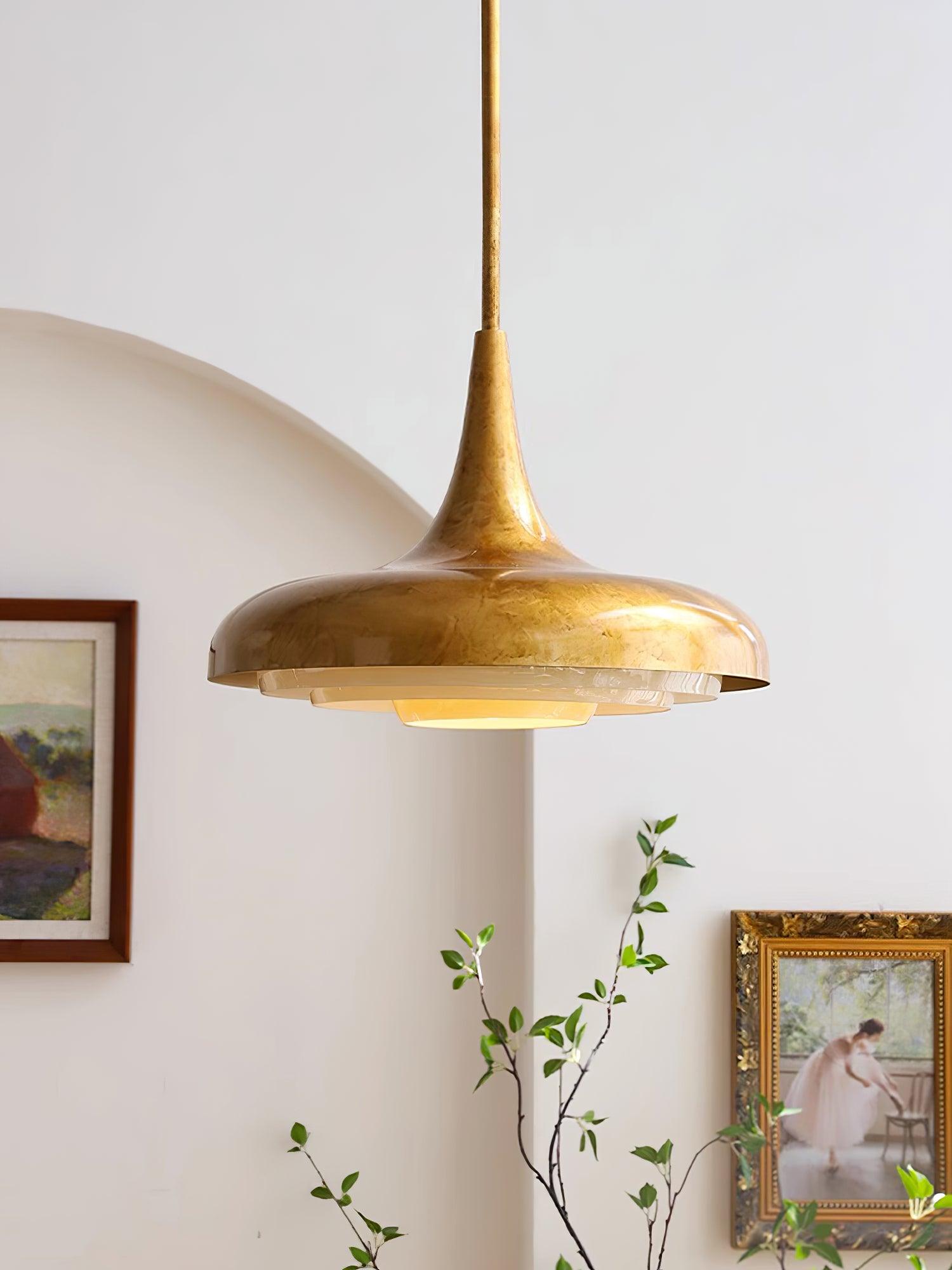 Blossom Pendant Light ∅ 17.7″ x H 11.8″ / Dia 45cm x H 30cm / Gold & Creamy yellow Pendant light