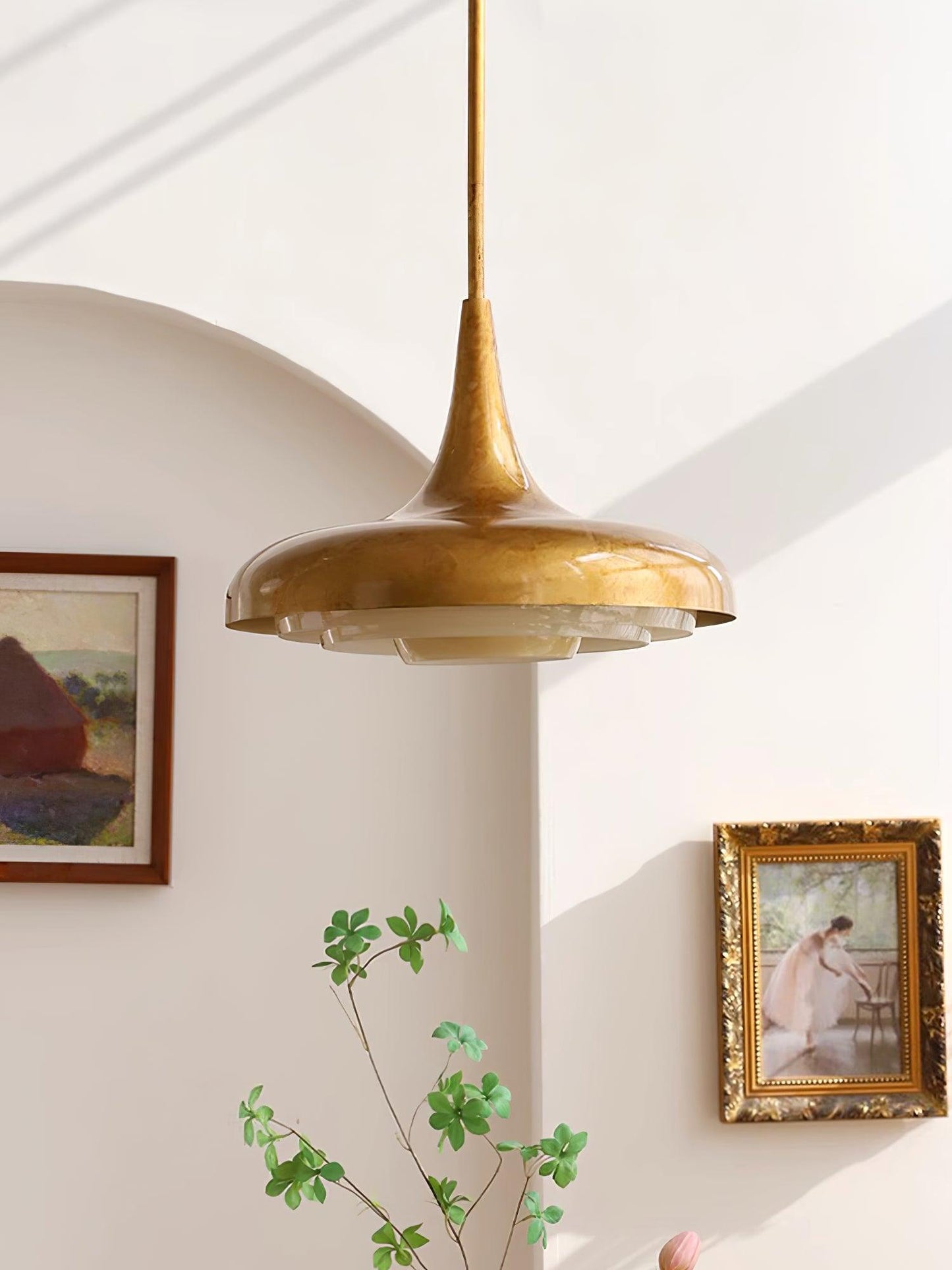 Blossom Pendant Light ∅ 17.7″ x H 11.8″ / Dia 45cm x H 30cm / Gold & Creamy yellow Pendant light