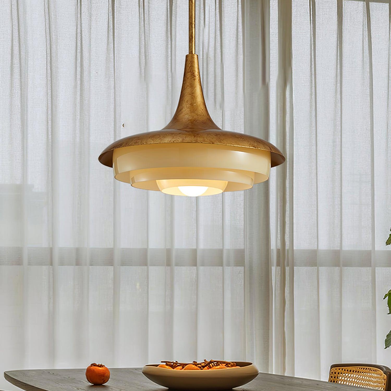Blossom Pendant Light ∅ 17.7″ x H 11.8″ / Dia 45cm x H 30cm / Gold & Creamy yellow Pendant light