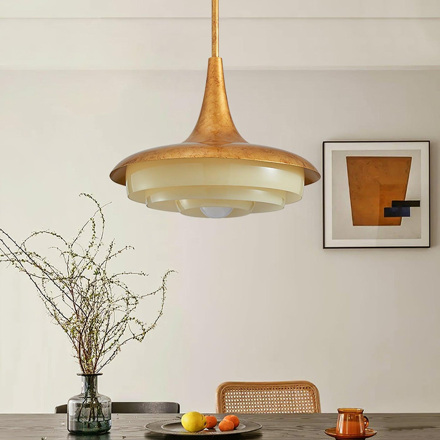 Blossom Pendant Light ∅ 17.7″ x H 11.8″ / Dia 45cm x H 30cm / Gold & Creamy yellow Pendant light